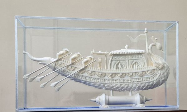 Royal Sholapith Peacock Boat Handcrafted Heritage Showpiece